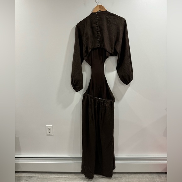 NWT Dissh Sofia Dark Chocolate Linen Midi Dress Size 12 - Picture 5 of 8